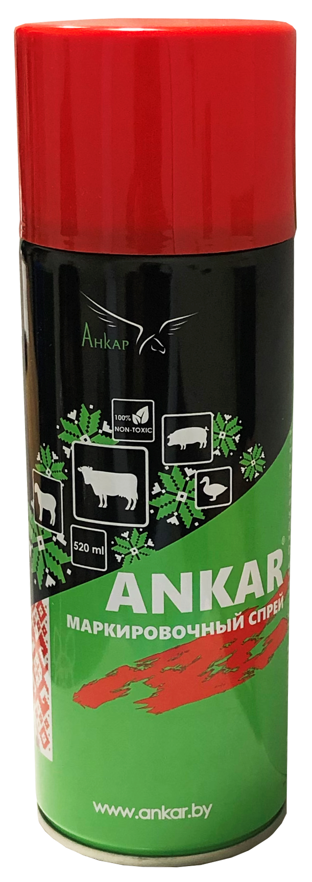 Краска-аэрозоль ANKAR для маркировки животных, цвет красный 520 мл.